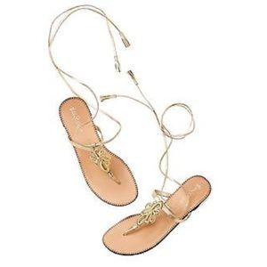 Lilly Pulitzer gold gladiator ankle wrap sandals